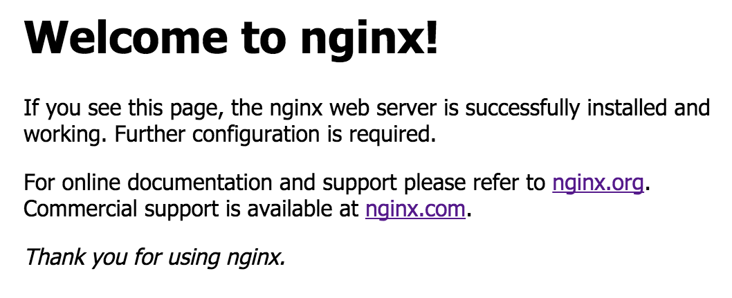 Nginx default page